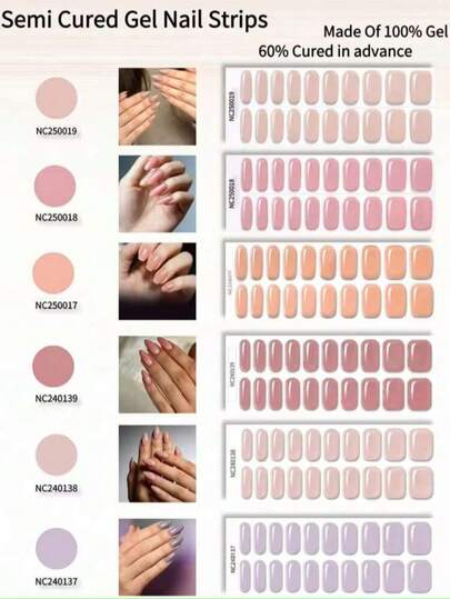 2pcs Semi-Cured Gel Nail Stickers, Clear Soft Solid Color Design, Protects Natural Nails, UV Lamp Required, Versatile For All Seasons, Suitable For Home Leisure, Wedding Styling, Weekend Gatherings And Vacations