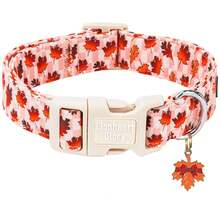 Lionheart Glory Fall Dog Collar Maple Leaf Print Pet Collar Small Medium Large Dog Collars - Burnt Orange - View 1