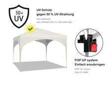 3x3m Pop-up-Gartenpavillon, Sommer-Event-Pavillon, Gartenpavillon, werkzeugloser Schnellaufbau, Camping-Pavillon, höhenverstellbar, Oxford-Gewebe mit Metallrahmen, stabile Konstruktion, ideal für Gartenpartys, Camping, Märkte - Beige - Übersicht 2