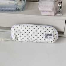 [Kembali ke Sekolah] Tempat Pensil Polkadot Lucu Berbahan Quilted, Tas Pensil Resleting Kain Lembut Estetik, Tas Penyimpanan Alat Tulis Kapasitas Besar, Cocok Untuk Siswa - MultiWarna - View 12
