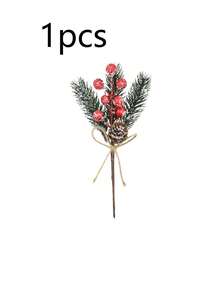 10pcs/5pcs/1pc Set Artificial Red Berry Branches With Pine Needles And Jute Rope Bows, Christmas Pine Branch Floral Decoration, Artificial Red Berry Wreath Decor, Christmas Tree Decorative Bouquet Garland Holiday Props,Halloween - Multicolor - View 11