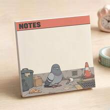 1/4 Pcs Funny Grumpy Pigeon Non-Sticky Notepad Memo Pad, Cute Cartoon Street Scene Tear-Off Writing Paper, Office School Supplies Desk Additions For Daily Planning & Doodles - one-size - View 7