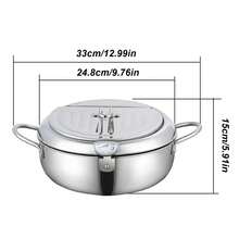 24cm 3.4L Japanese Tempura Deep Fryer Pot, Stove‑Top Frying Pot Built‑In Thermometer And Oil Drainer Rack For Home Use - View 7