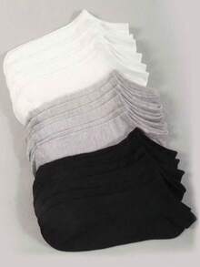 15/10/9/6/3/1 Pairs Simple Basic Ankle Socks, Mother's Day Gift Socks. Soft And Lightweight Full Configuration Low-Cut Ankle Socks, Women's Knee-High Socks And Men's Mid-Calf Socks, Suitable For Sports, Home And Casual. Business Suitable For All Men And Women Knee-High Socks And Socks, Black, Grey, White - Multicolor - View 1