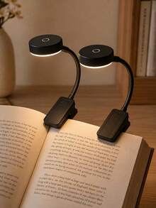 4pcs 4-LED Black/White Clip-On Book Light, Eye-Care Reading Lamp, 3 Color Temperatures, Dimmable, Mini Portable Clip-On Reading Light (Battery Not Included) - Multi-color - View 9