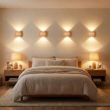4pcs/2pcs Rechargeable Motion Sensor Wall Light Sconce Indoor - 3 Colors Wireless Up And Down Wall Mount Light, Battery Operated Wall Sconces Set Of Two For Hallway, Staircase, Bedroom, Bathroom(Wood) - Wood - View 10