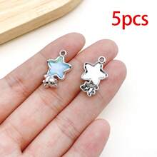 5/20pcs Silvery Plated Blue Rhinestone Charms Dolphin Shell Star Heart Butterfly Owl Pendant For DIY Bracelet Necklace Earring Jewelry Making Findings - Blue - View 27
