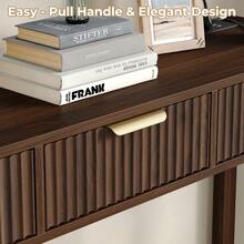 Furniouse 47.3 Inch Console Table With Charging Station, Modern Entryway Sofa Table With 3 Storage Drawers And Open Shelf, Easy Assembly Narrow Accent Table For Foyer, Living Room, Hallway Corridor - Brown - View 6