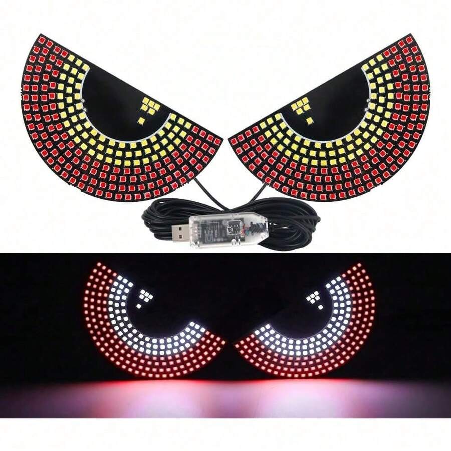 2 luces LED de ojo de diablo, adecuadas para parabrisas de automóviles, equipadas con conexión USB y 11 modos de señalización, ideales para SUVs, furgonetas, camiones y vehículos recreativos. - A - Ver 1