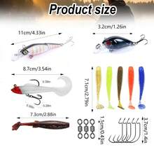Freshwater Fishing Lure Set, Bass Trout Salmon Fishing Accessories, Includes Spoon Lures And Soft Plastic Worm Lures In Tackle Box, Fishing Gift - Set - View 5