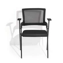 Folding Office Chair With Armrests, Mesh Conference Chair For Meeting Room - Black - No Tabletop - View 3