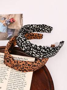 1pc Leopard Print Headband Hair Accessory, Autumn/Winter Casual Street Wear Headband - Multicolor - View 5