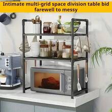 Heavy Duty Adjustable Telescopic Microwave Oven Rack, 2 Models Available, Sturdy Steel Top Shelf With Upper And Lower Layers, Space-Saving Microwave Oven Top Rack And Small Appliance Storage - Easy To Assemble, Kitchen Organizer Rack, Kitchen Storage And Organization, Microwave Oven Rack, Microwave Oven Rack With Storage Function, Kitchen Shelf, Microwave Oven Rack, Spice Rack, Oven Stand, Microwave Oven Rack, - Microwave Rack - View 5