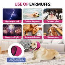 Adjustable Dog Ear Muffs Headwear, Reduces Thunderstorm, Fireworks, Travel Noise, Suitable For Medium To Large Pets - Hot Pink - View 6