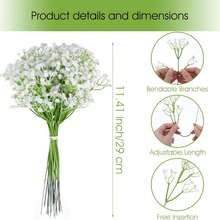 40PCS Starry Sky Simulation Flowers, Loose Starry Sky Simulation Flowers Real Touch Gypsophila White Fake Flowers For Wedding Bouquet Party Floral Arrangement Home Garden Decor - White - View 3