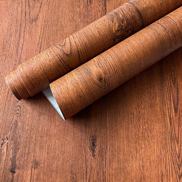 1 Roll Self‑Adhesive Wood Grain Wall Panel Wallpaper, 17.7 In * 39.3/118.1/196.8 In, Renovation Decorative Film For Bedrooms, Living Rooms, Home Doors, Windows And Cabinets, Easy To Install And Removable