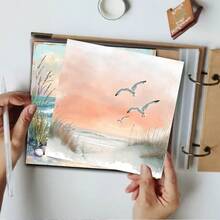 24 Sheets Beach Ocean Scenery Scrapbook Paper, 6 Inch Square Non-Repeating, Watercolor Beach Sunset Ocean Seagull Landscape Background Paper, Junk Journal Collage Decorative Paper, DIY Handmade Greeting Card Creation, Artistic Style Handmade Small Gifts - Square - View 2