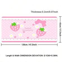 1 buah Karpet Meja Kulit Motif Bunga Bulan dan Stroberi Merah Muda Gaya Y2K yang Lucu dengan Pengait, Alas Meja PU Tahan Air dan Anti Selip untuk Meja Kantor - View 11