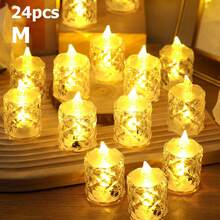 1/3/12/24pcs Crystal Shaped LED Electronic Candles, Battery Operated, Flameless Candles, Indoor Tabletop Bar Decor Candles, Holiday, Party, Wedding, Proposal, Birthday Decoration Lights, Create Romantic And Cozy Atmosphere - Yellow Light - View 19