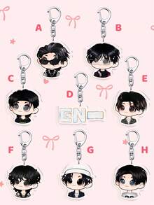 1pc/8pcs Acrylic Keychain,Cute Q Version Chibi Member Cartoon Key Ring,Bag Charm,Halloween Holiday Gift For Fans - Multicolor - View 1