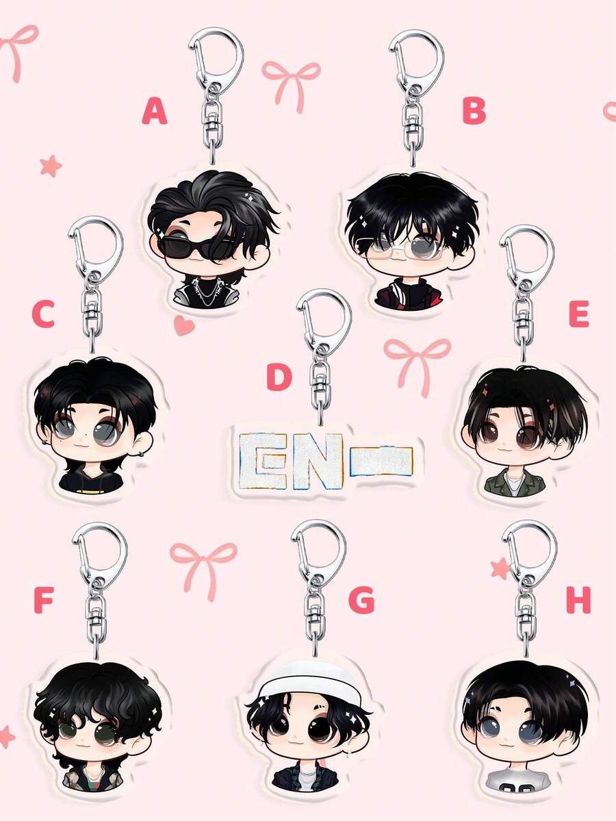 1pc/8pcs Acrylic Keychain,Cute Q Version Chibi Member Cartoon Key Ring,Bag Charm,Halloween Holiday Gift For Fans - Multicolor - View 1