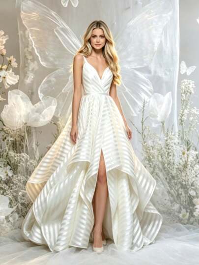 Vestido de encaje halter temperamento elegante de las nuevas mujeres pequeño vestido blanco de lujo ligero que se arrastra