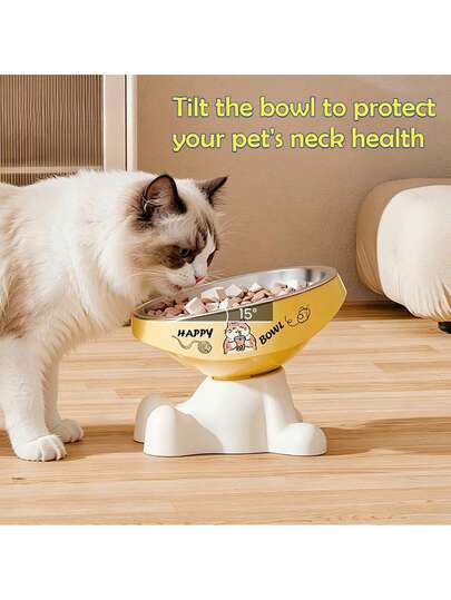 Cat Neck Support Bowl, Optional Plastic Or Stainless Steel Inner Bowl, Durable And Easy To Clean, Anti-Slip And Anti-Tip Design, 4 Colors Available, Cat Bowl, Dog Bowl, Cat Standing Bowl, Dog Accessories, Cat Stuff, Dog Stuff, Dog Supplies, Cat Bowl, Dog Bowl, Cat Accessories, Cat Food Bowl, Kitten Supplies