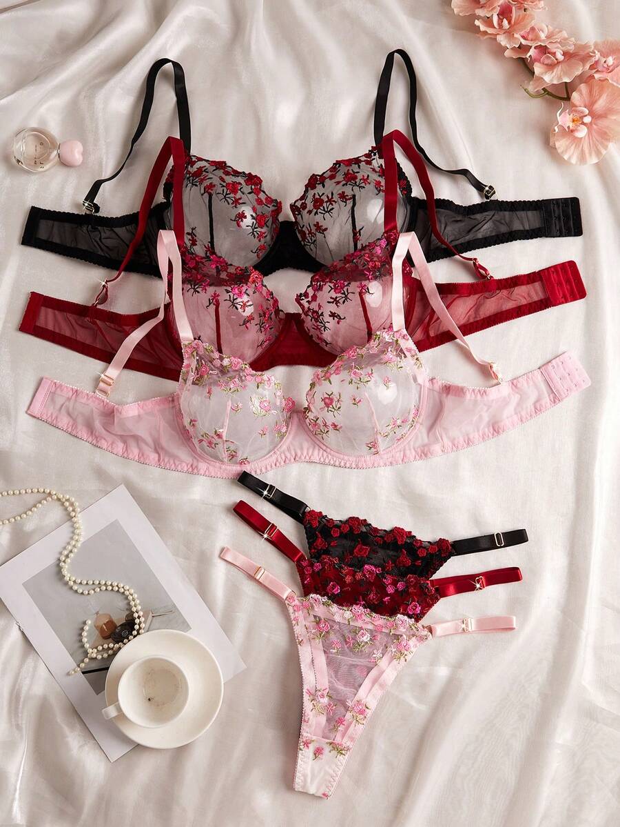 Plus Size Women's Sexy Lingerie 3-Piece Set, Mixed Colors, Sexy Bold Women's Bra Set - Multicolor - View 1