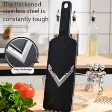 Handheld V-Shaped Mandoline Slicer, Portable Manual Cabbage Shredder And Slicer Tool, Sharp Stainless Steel Blade Vegetable Cutter, Can Process Cabbage, Carrots, Potatoes, Onions And Various Fruits And Vegetables; Ergonomic Non-Slip Handle Design With Hanging Hole For Easy Storage; Quick Vegetable Cutting Kitchen Prep Tool, Can Make Cabbage Shreds, Salads And Stir-Fry Ingredients - Multicolor - View 6