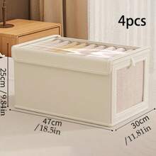 Foldable Oxford Fabric Storage Box With Transparent Lid, Dust-Proof Clothes Organizer, Suitable For Wardrobe And Cabinet - Multicolor - View 8