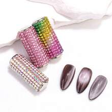 Cat-Eye Nail Art Set Featuring A Handle Fully Encrusted With Rhinestones; Easily Creates A Translucent Cat-Eye Halo Effect. Suitable For Professional Nail Technicians, Trainees, And DIY Enthusiasts - Multicolor - View 3
