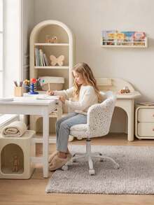 WAHSON OFFICE CHAIRS 1PC Children's Desk Chair Velvet Height Adjustable Petal (Girls) - White - View 3