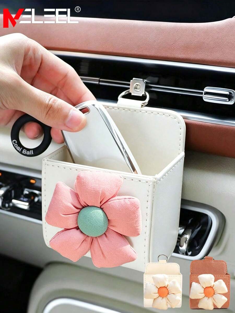 KELEEL Car Air Vent Mount Storage Box | Artificial Leather Car Phone Storage Bag, Interior Accessory - Multiple Styles - View 1