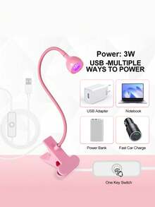 1件裝 UV LED 美甲燈，可彎曲鵝頸 USB 美甲光療燈，便攜迷你凝膠指甲油固化燈，快速乾燥局部烘烤美甲燈，家用沙龍 DIY 美甲工具 - 彩色 - 查看 7