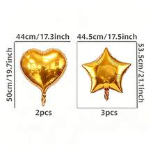 5pcs Multi‑Color Heart And Star Shaped Aluminum Foil Balloons Set For Birthday And Holiday Party Decorations - View 10