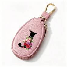 Black Letters A-Z Car Key Protection Cover PU Key Bag Mini Car Key Bag Key Ring Wallet Zipper Charter Keychain Male And Female Universal Key Ring Gift - Multicolor - View 25