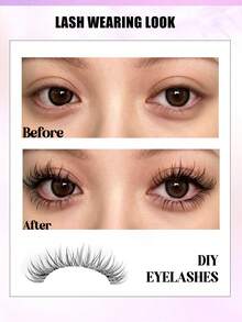 Asiteo 384 Gugusan Bulu Mata Palsu, Tampilan Alami, Ekstensi Bulu Mata DIY, Cocok untuk Penggunaan Sehari-hari, Alat Rias Jepang dan Korea, Gugusan Bulu Mata Lembut & Unik dengan Gaya C-Curl Tersegmentasi, Bulu Mata Palsu Individual - C - View 3