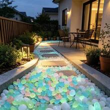 1 Pack Mixed Color Glow-In-The-Dark Pebbles, 1cm Diameter, Resin Material, Suitable For DIY Crafts In Various Scenes Such As Aquariums, Fish Tanks, Garden Paths, Patios, Lawns And Terrace Landscapes - Glowing Colored Stones - View 2