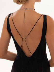 1pc Gothic Black Spider Web Metal Chain Body Chain, Punk Party Gathering Street Carnival Vacation Travel Women's Halloween Versatile Jewelry Body Chain Gift - Body Chain - View 2