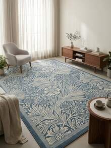 1pc Vintage Southeast Asian Style American Luxury French Aesthetic Simple Floral Print - Soft Faux Cashmere Area Rug, Bathroom, Kitchen, Entrance, Hallway, Bedside, Living Room, Bedroom, All-Season Machine Washable Floor Mat, Home Decor - Multicolor - View 1