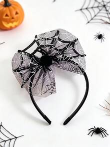 1pc Women's Halloween Spider Web Bow Headband, Party Costume Headpiece - Multicolor - View 1