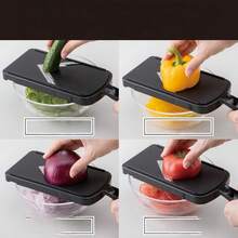 Handheld V-Shaped Mandoline Slicer, Portable Manual Cabbage Shredder And Slicer Tool, Sharp Stainless Steel Blade Vegetable Cutter, Can Process Cabbage, Carrots, Potatoes, Onions And Various Fruits And Vegetables; Ergonomic Non-Slip Handle Design With Hanging Hole For Easy Storage; Quick Vegetable Cutting Kitchen Prep Tool, Can Make Cabbage Shreds, Salads And Stir-Fry Ingredients - Multicolor - View 11