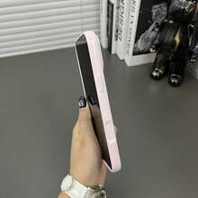 DECOPHONE غطاء هاتف وردي فاتح وأزرق فاتح بتصميم بسيط مع إطار، متوافق مع سلسلة أبل 18/17/16/15 غلاف واقي - وردي - مشاهدة 6