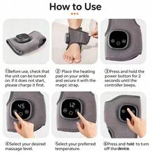 LUYAO Wireless Ankle Massager With Heating Function, Rechargeable Ankle Heating Pad Wrap, Portable Foot Massager, 5 Heating Levels And 3 Vibration Modes, 1100mAh - Grey - View 6