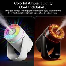 可調角度 USB 供電迷你加濕器,靜音運作細霧桌面加濕器,RGB 變色氛圍燈,小巧便攜適合臥室、宿舍、辦公室,可愛居家桌面裝飾小配件 - Mist - 查看 7