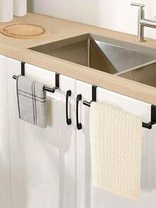 1pc No-Drill Single Bar Towel Rack, Over-The-Door Hanging Storage Shelf, Multi-Purpose Organizer For Bathroom, Kitchen, Dorm, Summer And Back-To-School Essential, Birthday Gift - Multicolor - View 8