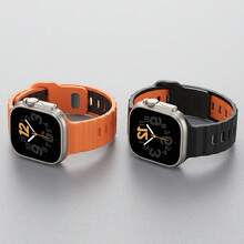 1pc Two Tone Sports Silicone Watch Strap Compatible With Apple Watch Ultra 3/2 49mm Series 11/10/9/8/7/6/5 SE 42/44/45/46mm Replacement Wrist Band - 42/44/45/46/49mm - View 5