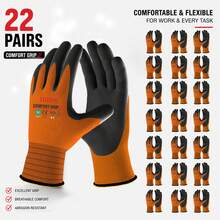 JOISIV 22 Pairs Unisex Nylon Work Gloves, Microfoam Coated Safety Gloves, Touchscreen Compatible, Strong Grip, Breathable & Comfortable, Durable Protection, Suitable For Gardening, Construction, Warehouse, Auto Repair And Outdoor Work - 22Pairs - View 16