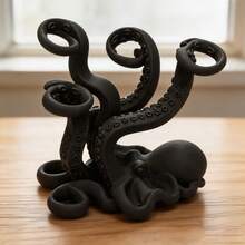 3D Printed Octopus Toothbrush Holder, Funny Octopus Toothbrush Storage Rack, Multi-Slot Toothbrush And Toothpaste Organizer For Bathroom Countertop, Creative Fun Bathroom Decor, Halloween/Christmas Gift For Family And Friends, Black, 1pc - Black - View 2