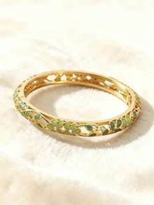 1/4pcs Enamel Open Cuff Bracelet, Vintage Hollow Floral Leaf Petal ...